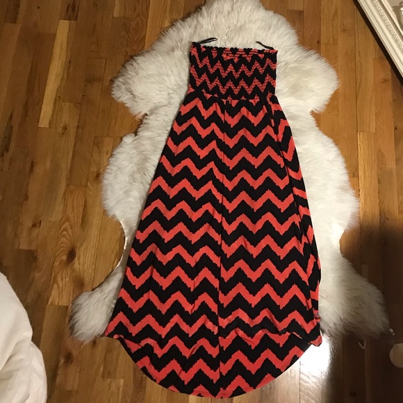 Strapless Chevron High Low Maxi Dress - Picture 7 of 7